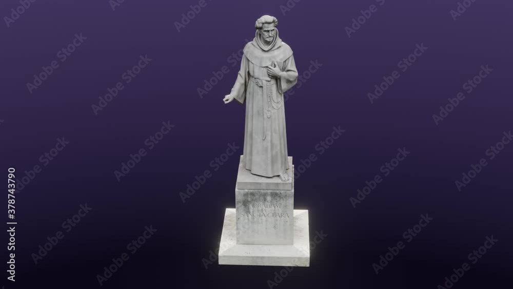 Monument to Abraham a Sancta Clara at the Burggarten in Vienna, cg, camera orbits Monument to Abraham a Sancta Clara at the Burggarten in Vienna, cg, camera orbits