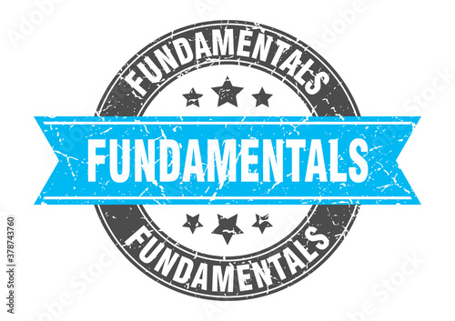 fundamentals round stamp with ribbon. label sign