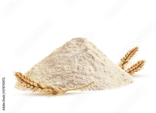 wheat flour and wheat bars on a white background