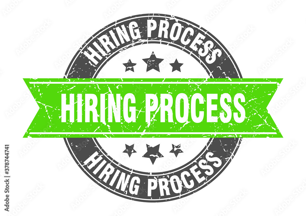 Obraz premium hiring process round stamp with ribbon. label sign