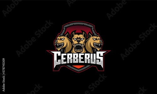 Vector illustration of angry Cerberus heads.