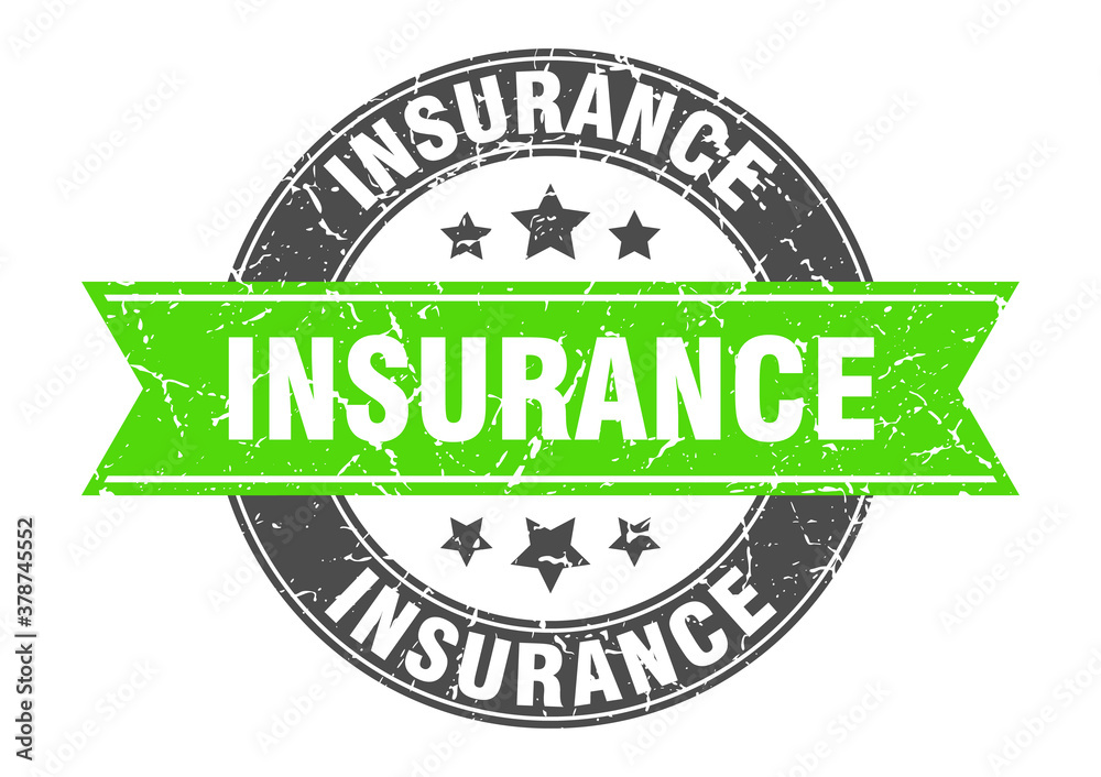 Obraz premium insurance round stamp with ribbon. label sign