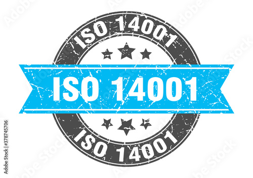 iso 14001 round stamp with ribbon. label sign