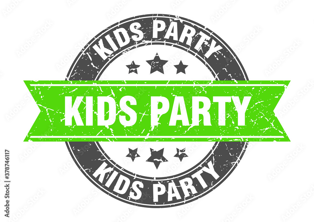 Obraz premium kids party round stamp with ribbon. label sign