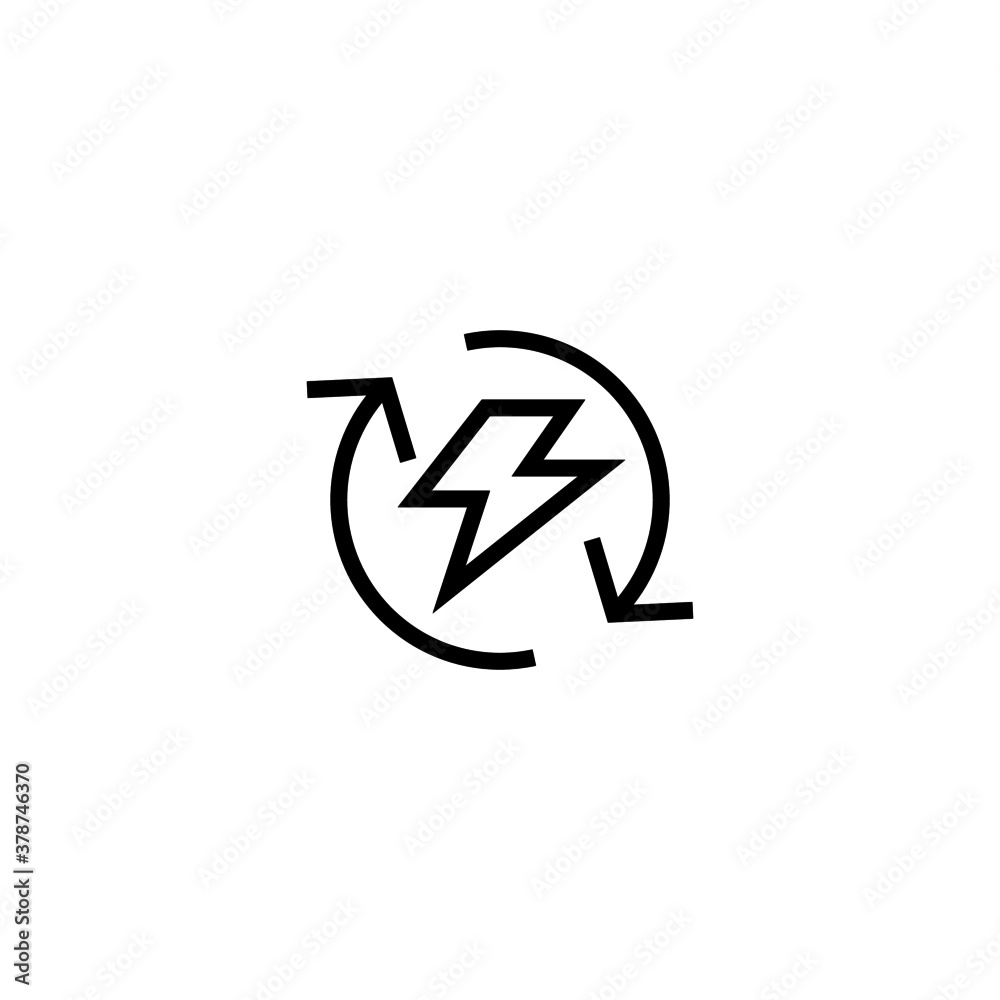 Renewable Energy Icon in black line style icon, style isolated on white background Renewable Energy Icon in black line style icon, style isolated on white background