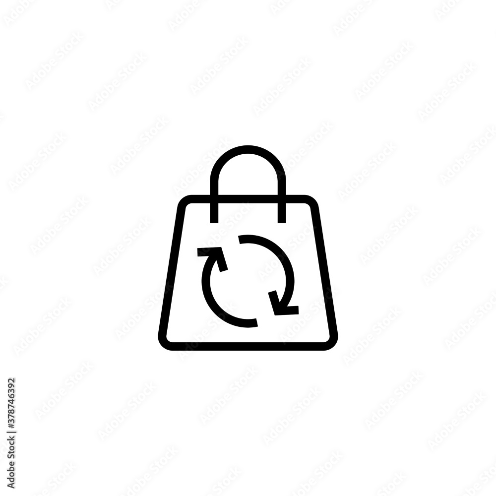 Reusable bag Icon in black line style icon, style isolated on white background Reusable bag Icon in black line style icon, style isolated on white background