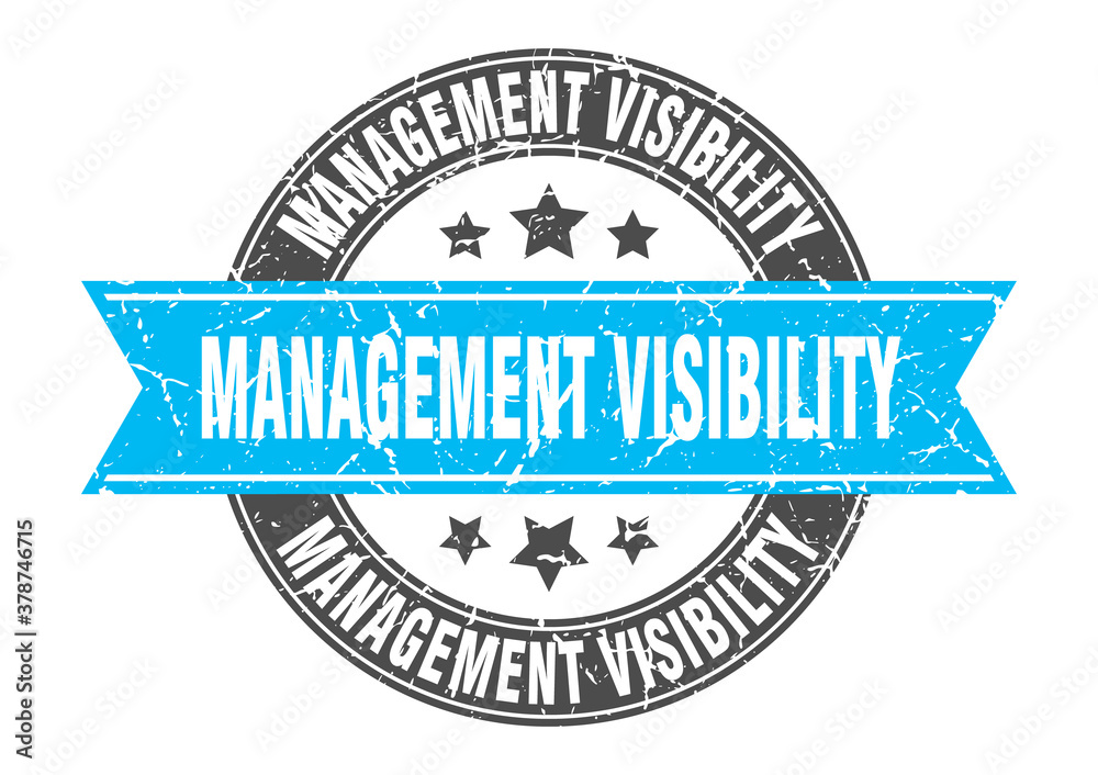 Fototapeta premium management visibility round stamp with ribbon. label sign