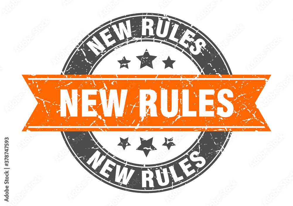 Fototapeta premium new rules round stamp with ribbon. label sign