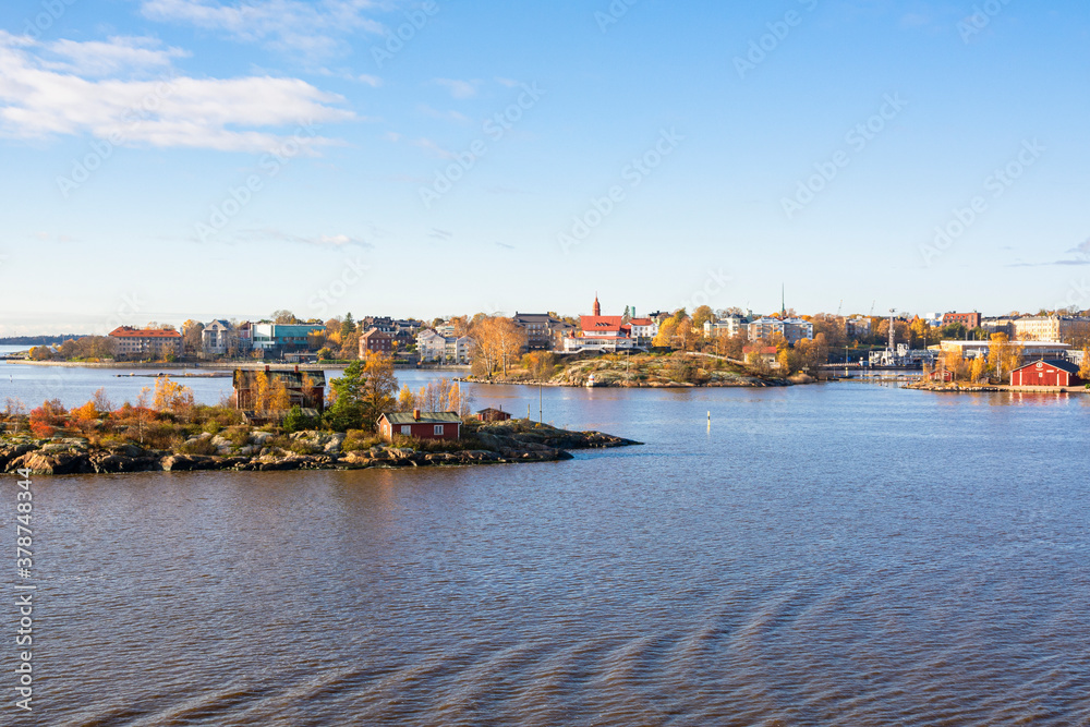 View to Ryssansaari and Luoto (Klippan) islands and Helsinki, Finland