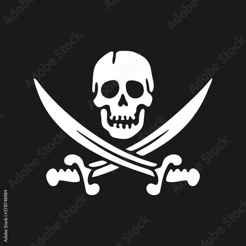 Jolly Roger emblem. Skull and sabers. Design element