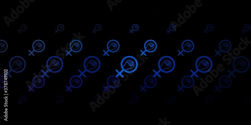 Dark Blue, Yellow vector template with businesswoman signs.