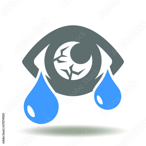 Eye tears drops irritation icon vector. Conjunctivitis Sign. Allergy Symptoms Symbol.