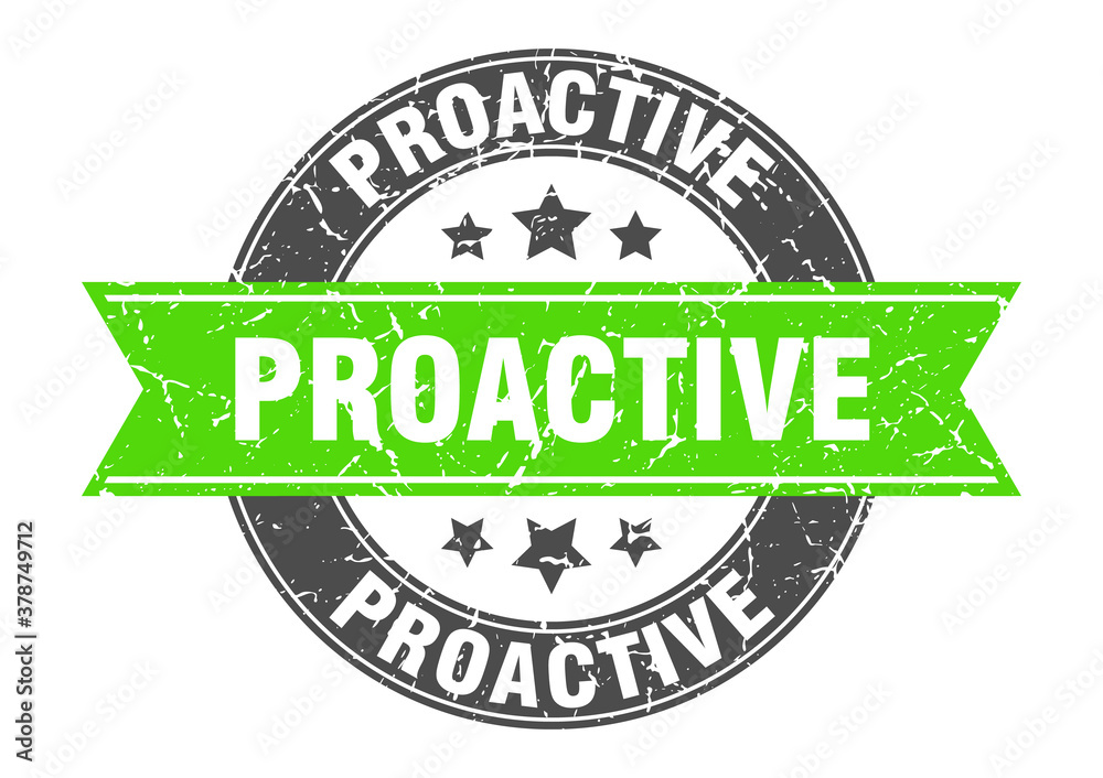 Obraz premium proactive round stamp with ribbon. label sign