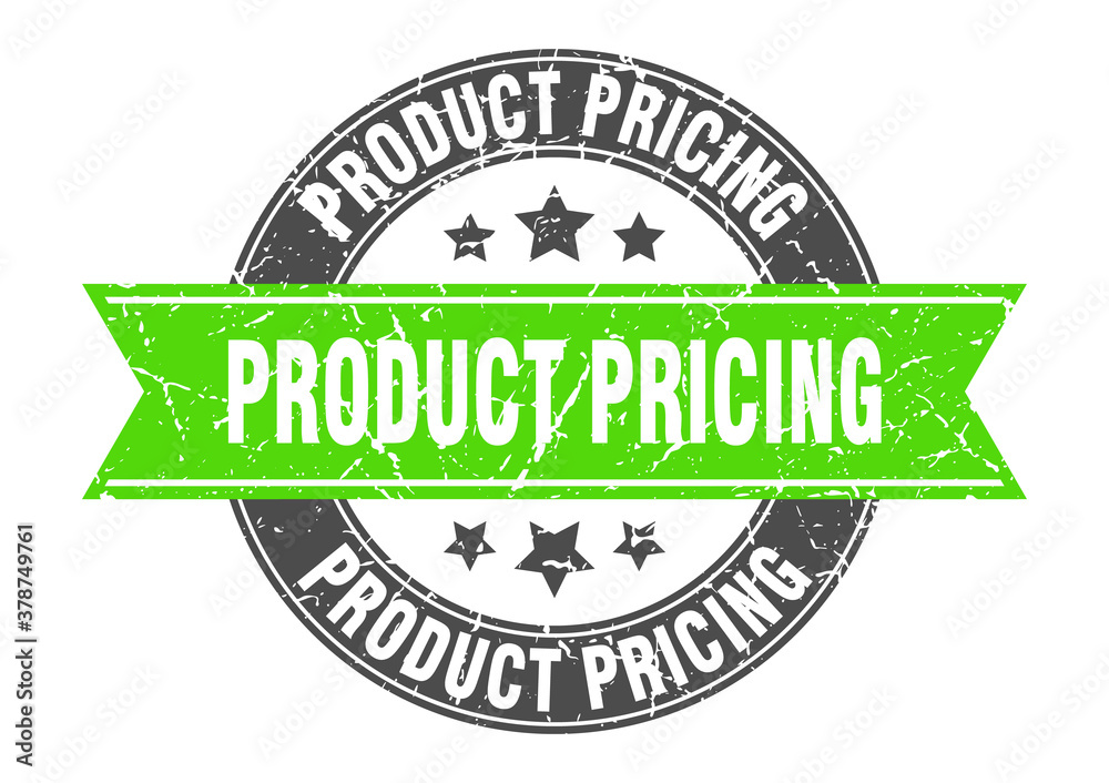 Fototapeta premium product pricing round stamp with ribbon. label sign