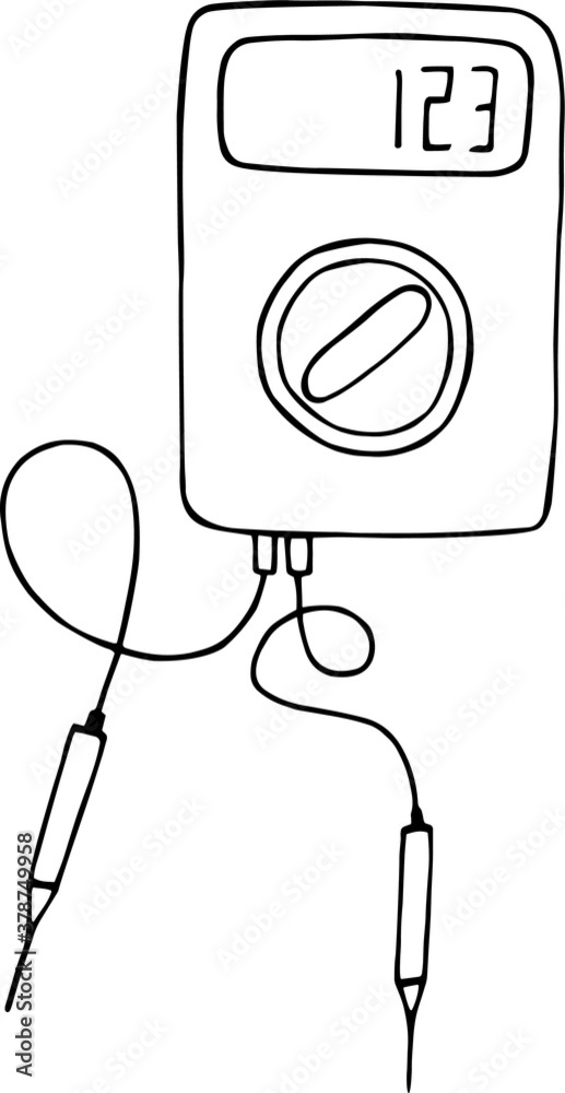 Fototapeta premium Vector electrical measuring device. Simple graphics. Doodle. Hand drawn