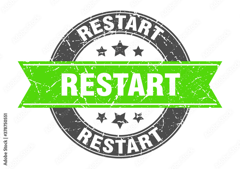 Obraz premium restart round stamp with ribbon. label sign