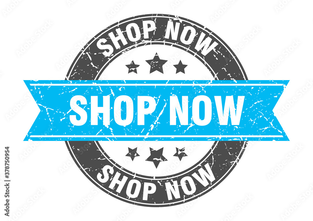 shop now round stamp with ribbon. label sign shop now round stamp with ribbon. label sign