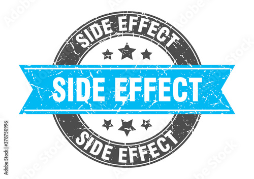 side effect round stamp with ribbon. label sign