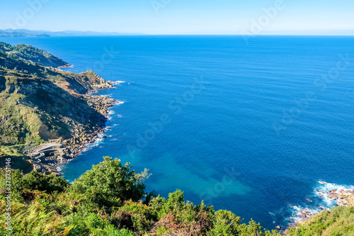 rocky seashore. Donostia San Sebastian, Basque Country, Spain. Copy space