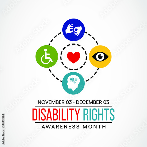 Vector illustration on the theme of Disability rights awareness month observed each year from November 3rd to December 3rd.