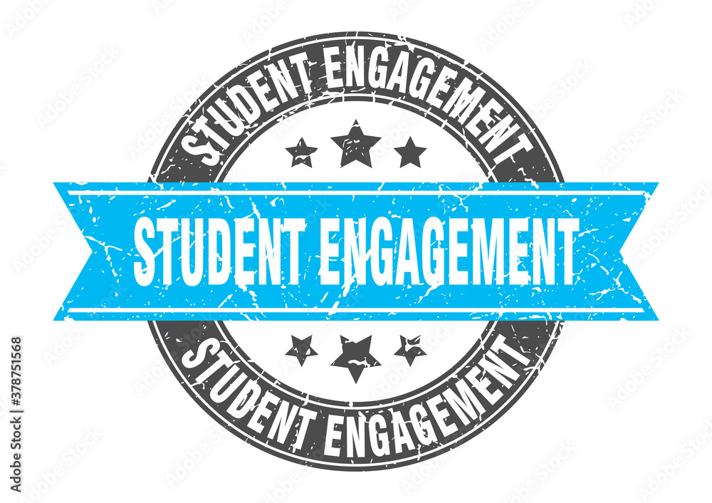 student engagement round stamp with ribbon. label sign