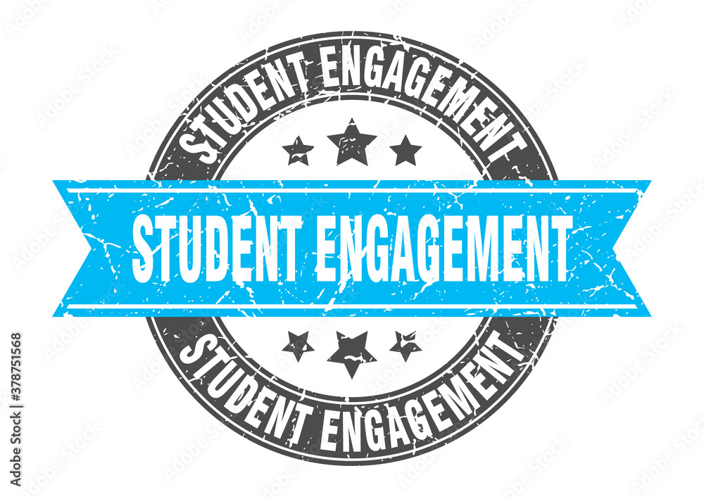 Fototapeta premium student engagement round stamp with ribbon. label sign