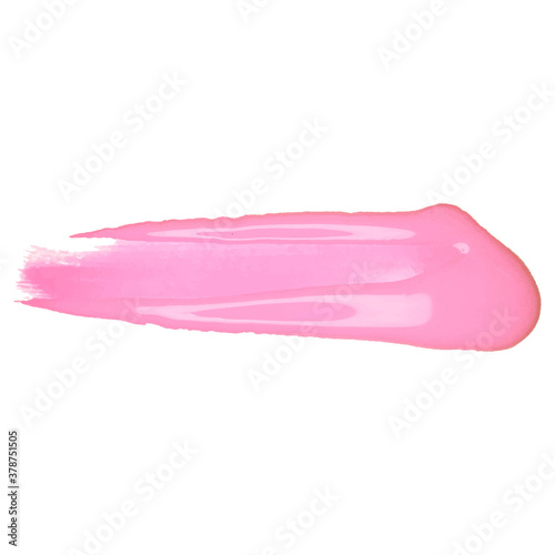 Smear lipstick on white background. Beauty and cosmetics background. Vector banner, label, tag with brush stroke hand painted acrylic oil stain background.