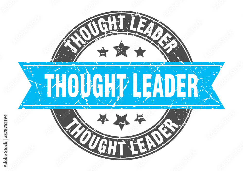 thought leader round stamp with ribbon. label sign