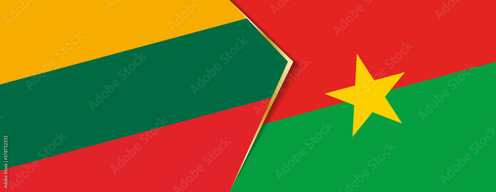 Lithuania and Burkina Faso flags, two vector flags. Lithuania and Burkina Faso flags, two vector flags.
