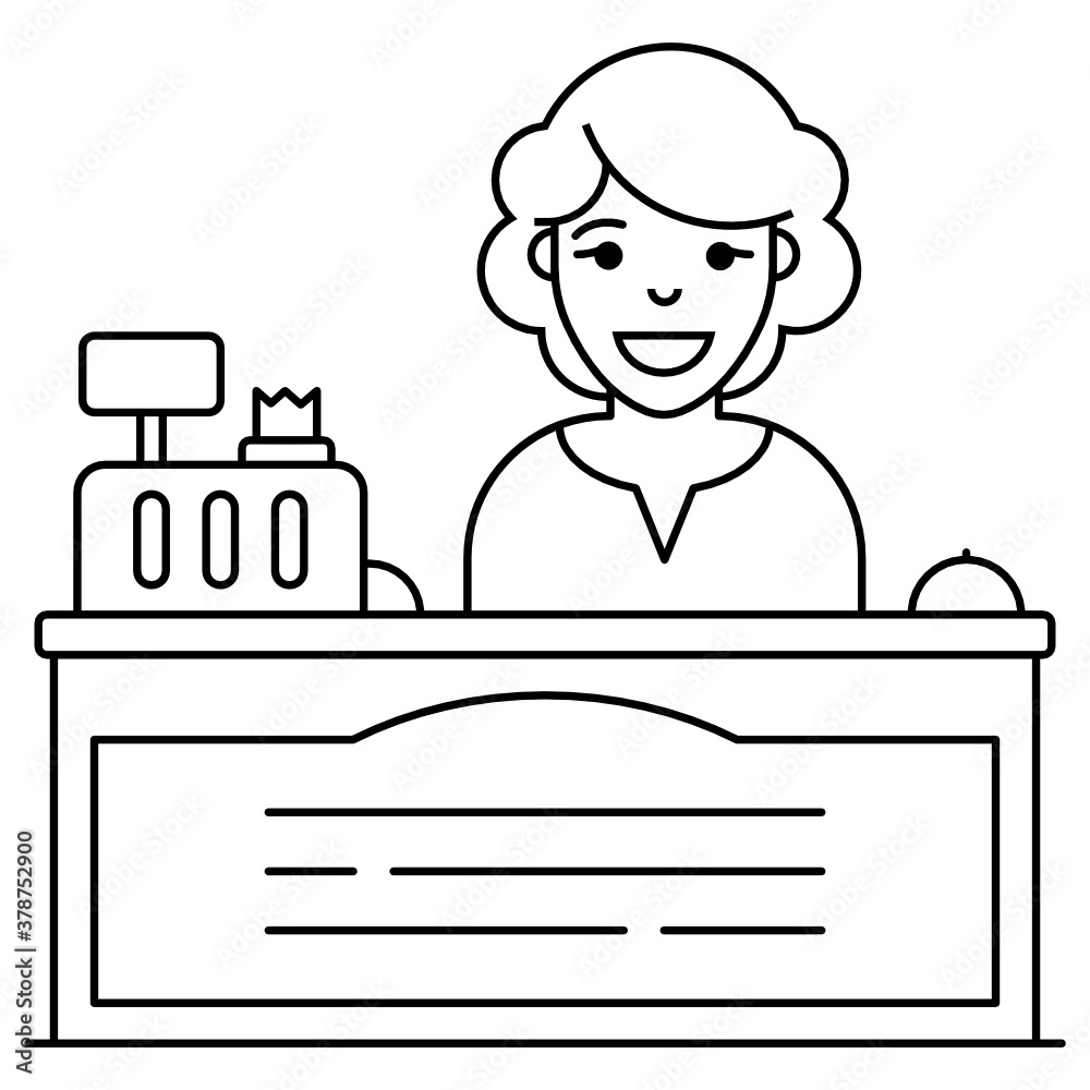 
A professional avatar, cashier icon in flat vector 
