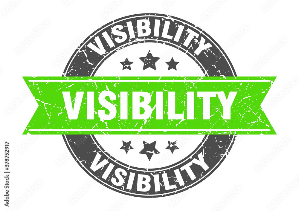 Fototapeta premium visibility round stamp with ribbon. label sign