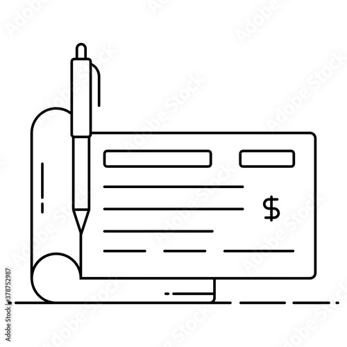 
Flat icon of cheque book with pencil style, check book
