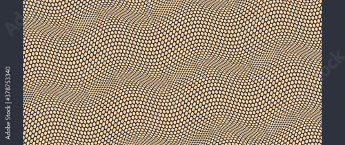 Wavy surface with optical illusion. Abstract polka dots pattern. Vector illustration.