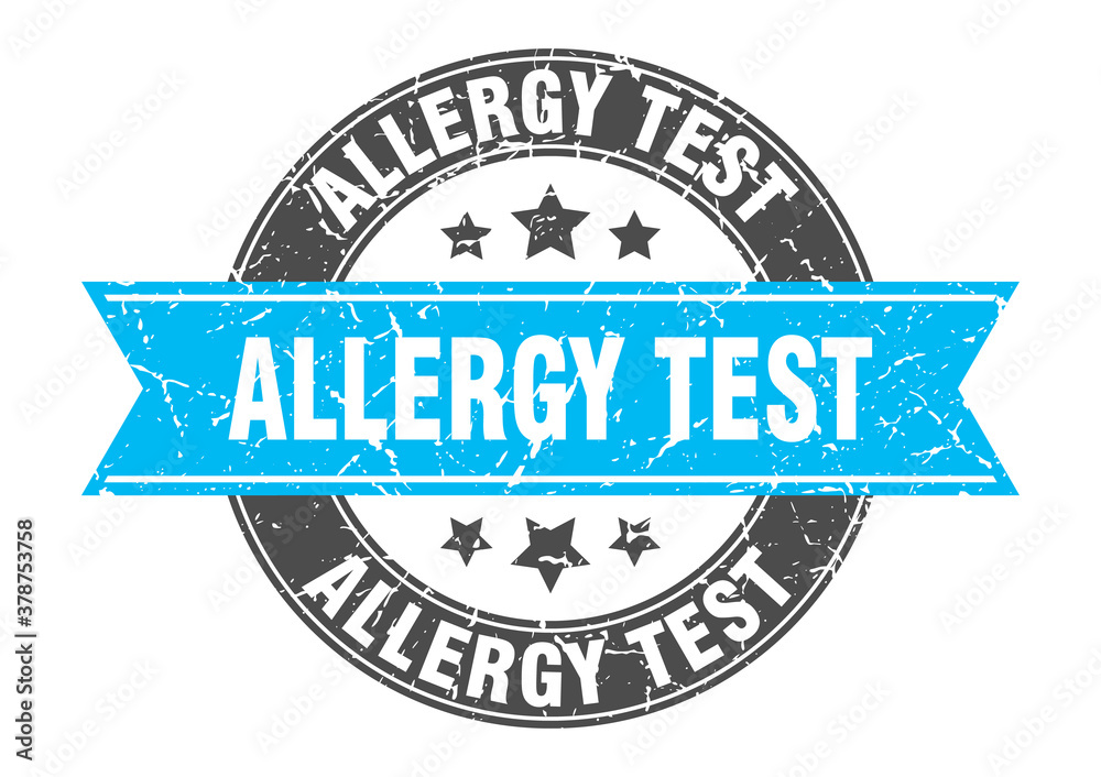 Fototapeta premium allergy test round stamp with ribbon. label sign