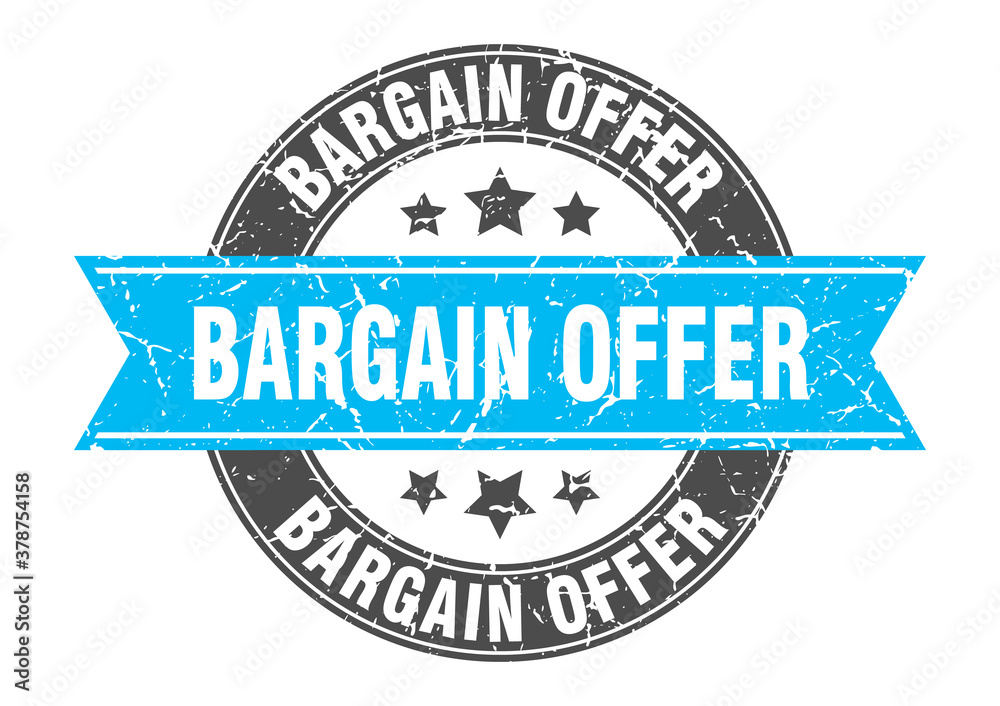 bargain offer round stamp with ribbon. label sign bargain offer round stamp with ribbon. label sign