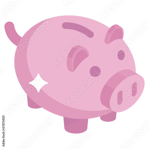  Financial investment  isometric icon of piggy saving vector style   