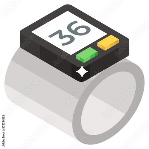 
Medical technology device, isometric icon of digital bp band vector design  

