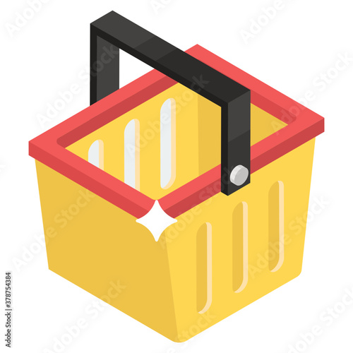 
Shopping hand bucket, isometric vector design of basket icon.
