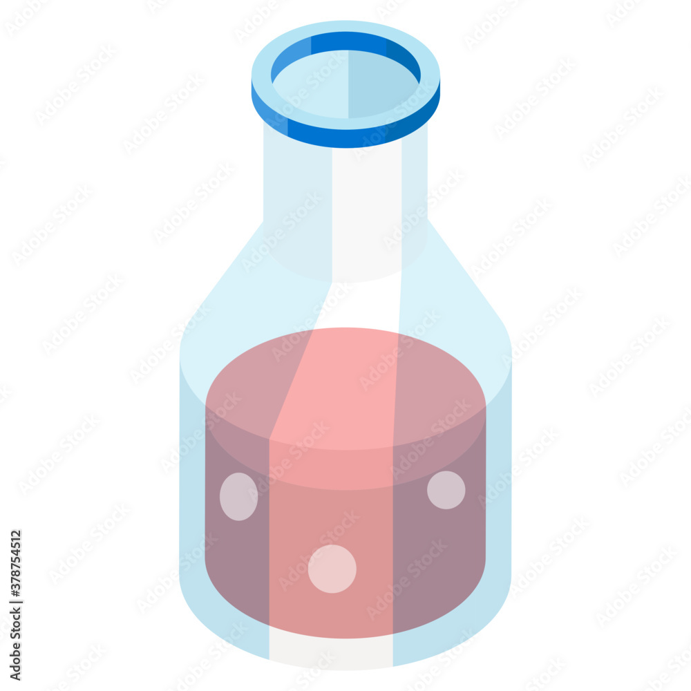 Chemical beaker and flask, isometric icon of chemical lab apparatus vector design
Chemical beaker and flask, isometric icon of chemical lab apparatus vector design