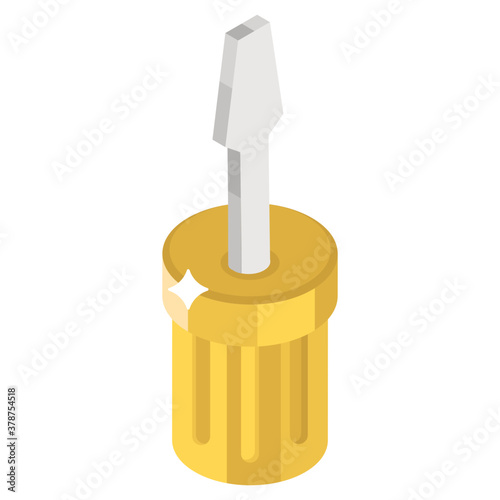 
Mechanical setting tool, isometric icon of screwdriver vector design 
