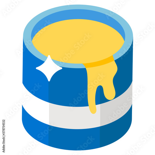 
Liquid painting pail, isometric icon of paint vector design 
