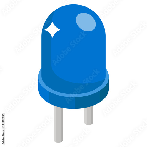 
Motherboard circuit accessory, isometric icon of light emitting diode vector design
