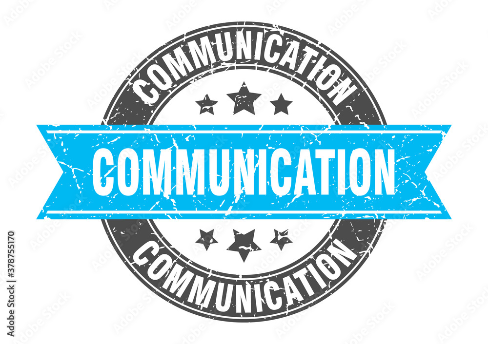 communication round stamp with ribbon. label sign communication round stamp with ribbon. label sign