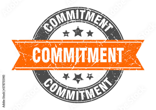 commitment round stamp with ribbon. label sign