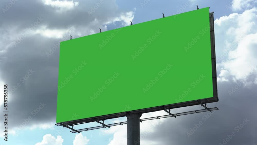 Green screen billboard, wide shot time lapse, clouds background Green screen billboard, wide shot time lapse, clouds background