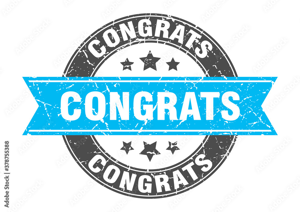 congrats round stamp with ribbon. label sign congrats round stamp with ribbon. label sign