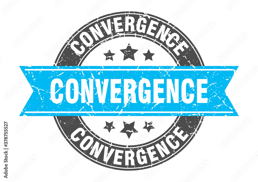 convergence round stamp with ribbon. label sign