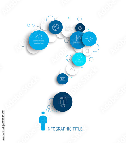 Question mark - light blue vector abstract circles infographic template