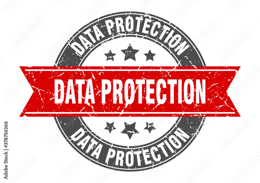 Fototapeta premium data protection round stamp with ribbon. label sign