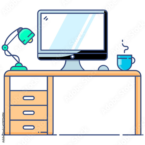 
A trendy flat icon of workspace, flat vector 
